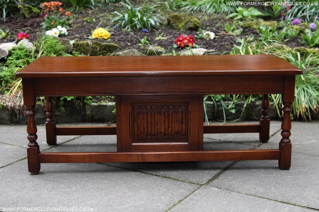 Image 17 of OLD CHARM NEST OF THREE OAK COFFEE TABLES CABINET TV STAND