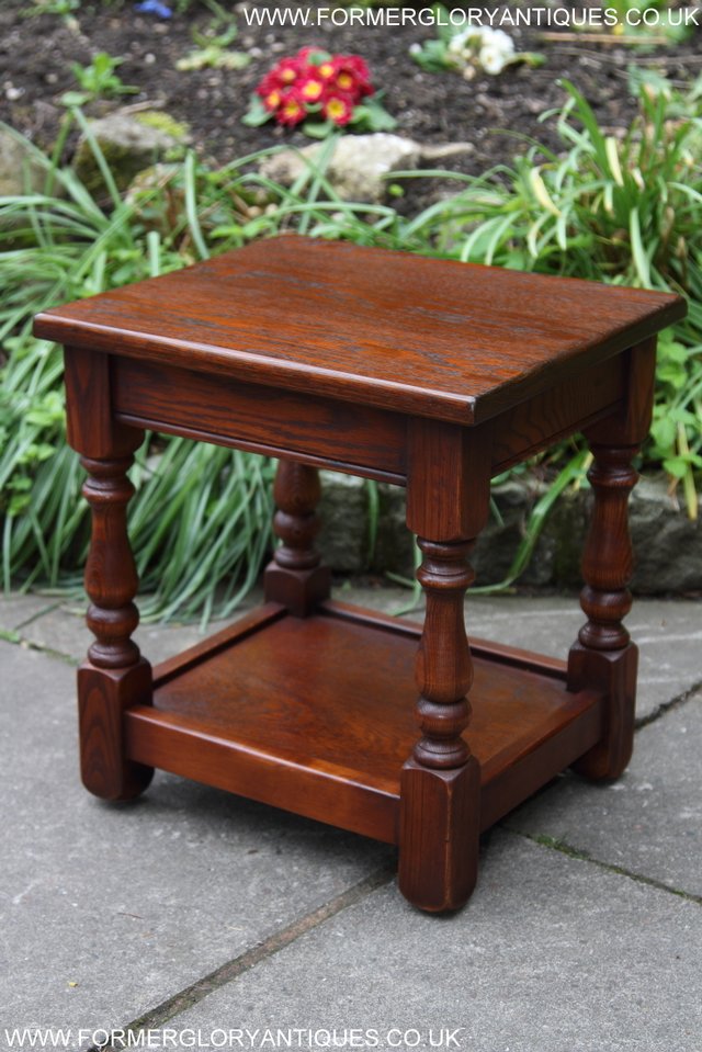 Image 19 of OLD CHARM NEST OF THREE OAK COFFEE TABLES CABINET TV STAND