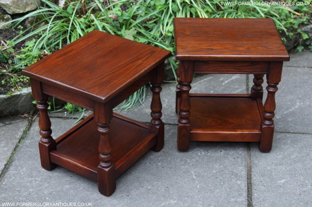 Image 26 of OLD CHARM NEST OF THREE OAK COFFEE TABLES CABINET TV STAND