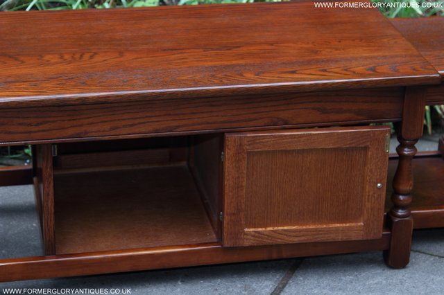 Image 29 of OLD CHARM NEST OF THREE OAK COFFEE TABLES CABINET TV STAND