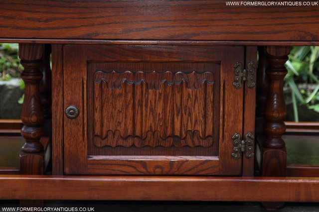 Image 30 of OLD CHARM NEST OF THREE OAK COFFEE TABLES CABINET TV STAND