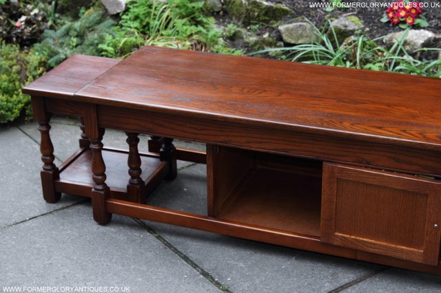 Image 31 of OLD CHARM NEST OF THREE OAK COFFEE TABLES CABINET TV STAND