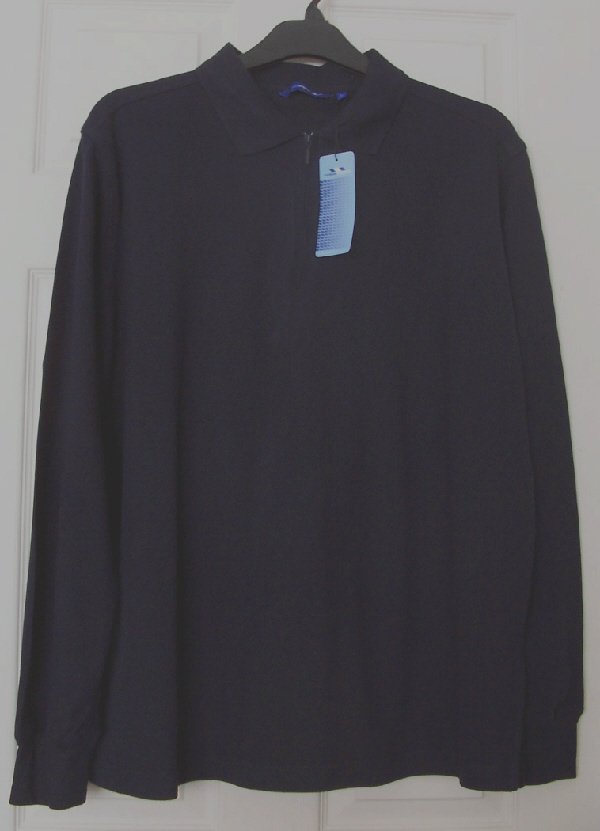Preview of the first image of BNWT MENS NAVY LONG SLEEVE TOP BY FREEPORT - SZ L  B22.
