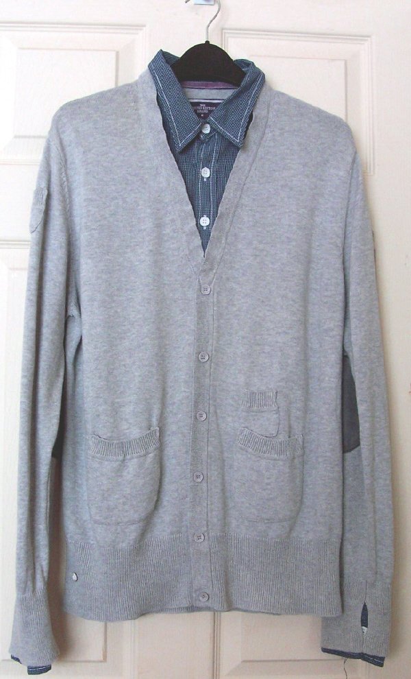 Preview of the first image of SMART MENS TWO STONED LTD EDITION GREY CARDIGAN - SZ L  B22.