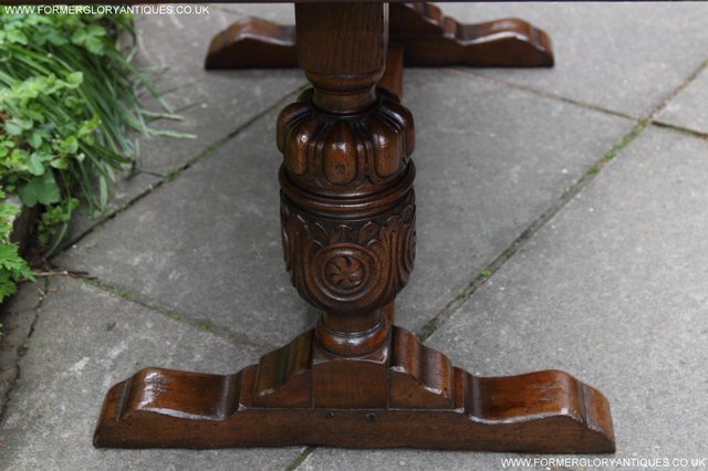 Image 3 of TITCHMARSH GOODWIN CARVED OAK REFECTORY TRESTLE DINING TABLE
