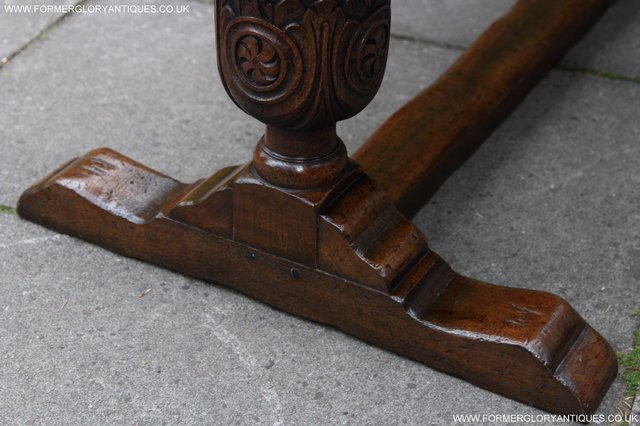 Image 17 of TITCHMARSH GOODWIN CARVED OAK REFECTORY TRESTLE DINING TABLE