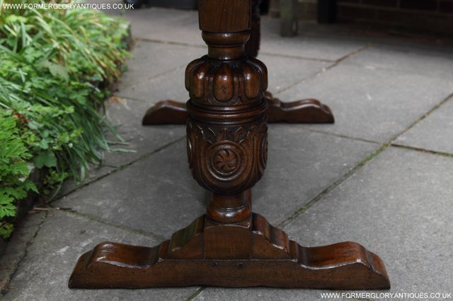 Image 19 of TITCHMARSH GOODWIN CARVED OAK REFECTORY TRESTLE DINING TABLE