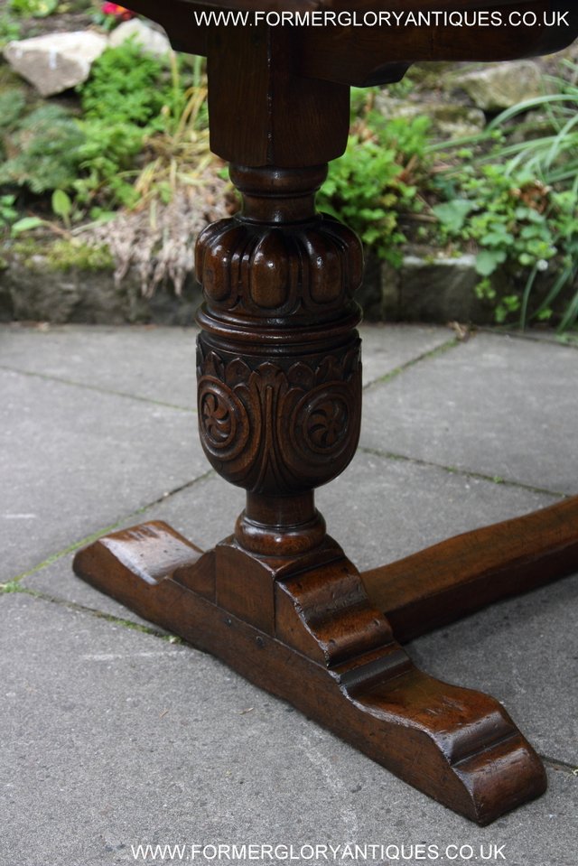 Image 21 of TITCHMARSH GOODWIN CARVED OAK REFECTORY TRESTLE DINING TABLE