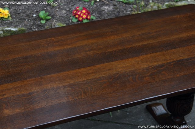 Image 26 of TITCHMARSH GOODWIN CARVED OAK REFECTORY TRESTLE DINING TABLE