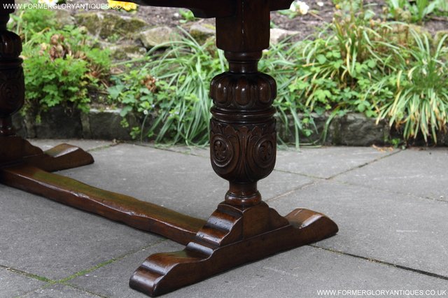 Image 28 of TITCHMARSH GOODWIN CARVED OAK REFECTORY TRESTLE DINING TABLE