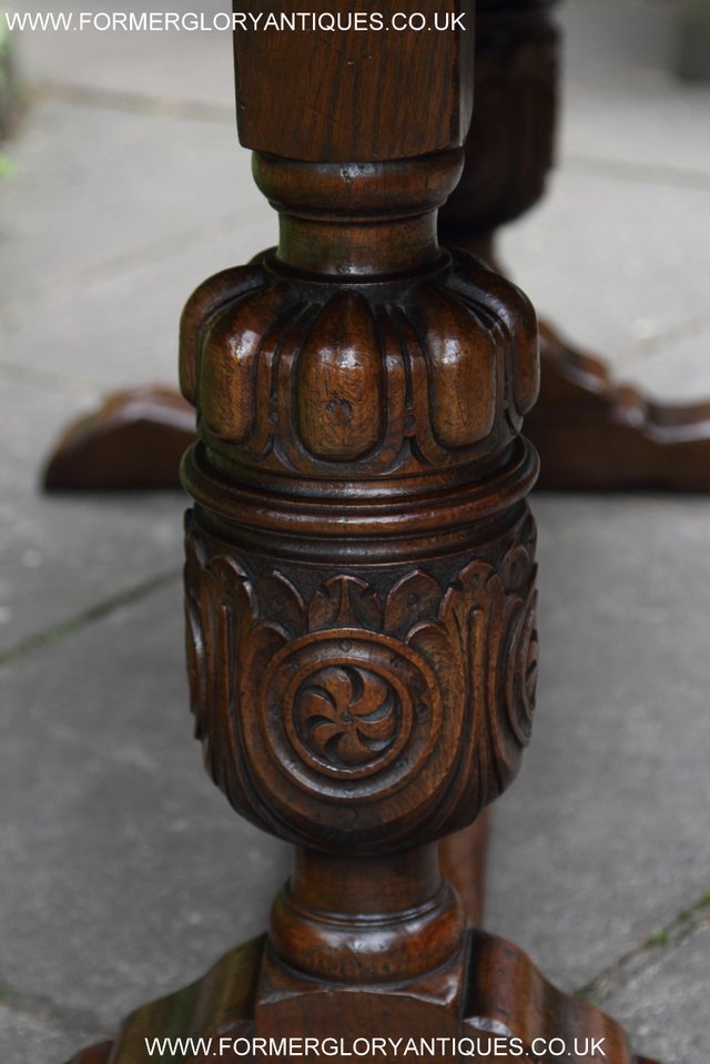Image 30 of TITCHMARSH GOODWIN CARVED OAK REFECTORY TRESTLE DINING TABLE