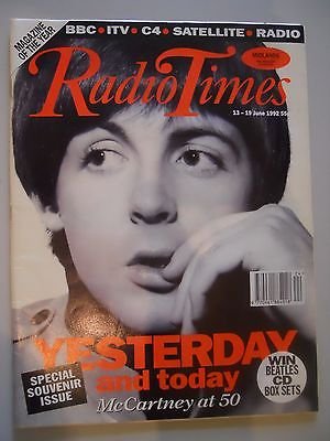 Preview of the first image of Radio Times. McCartney at 50. Beatles. S/ issue. June 1992.