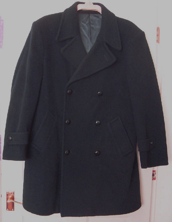 Preview of the first image of mens navy wool/cashmere overcoat - sz 40  B23.