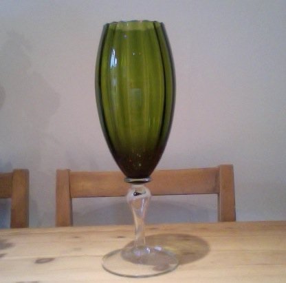 Preview of the first image of Vintage Italian Olive Green Tall Vase.