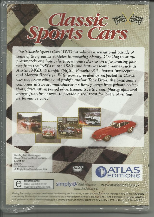 Image 2 of CLASSIC SPORTS CARS DVD. REGION 2-RUNNING TIME:53 MINS