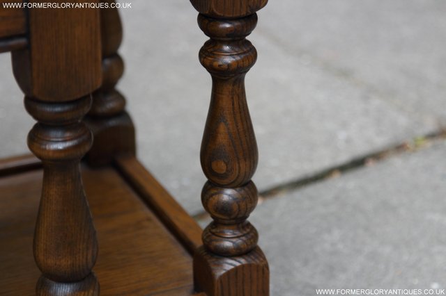 Image 16 of OLD CHARM NEST OF 3 OAK COFFEE PHONE TABLES CABINET STAND