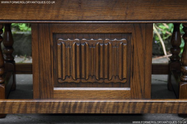 Image 19 of OLD CHARM NEST OF 3 OAK COFFEE PHONE TABLES CABINET STAND