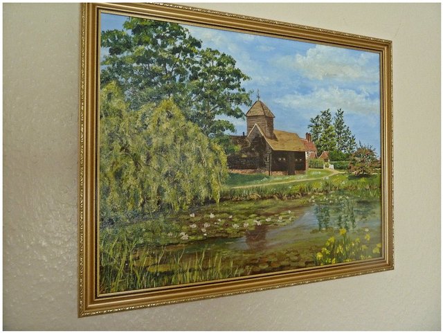 Image 2 of A STUNNING J. POPHAM OIL PAINTING OF BUCKLAND BARN SURREY