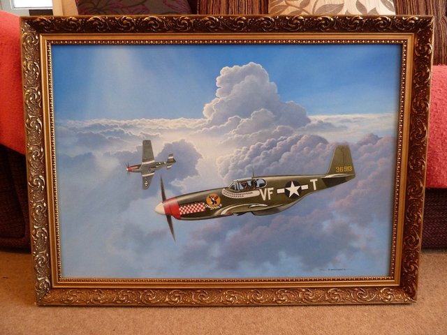 Preview of the first image of A LOVELY ORIGINAL J WHITWORTH OIL PAINTING OF P51 MUSTANGS.