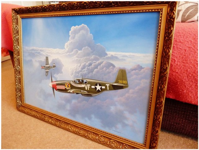Image 3 of A LOVELY ORIGINAL J WHITWORTH OIL PAINTING OF P51 MUSTANGS