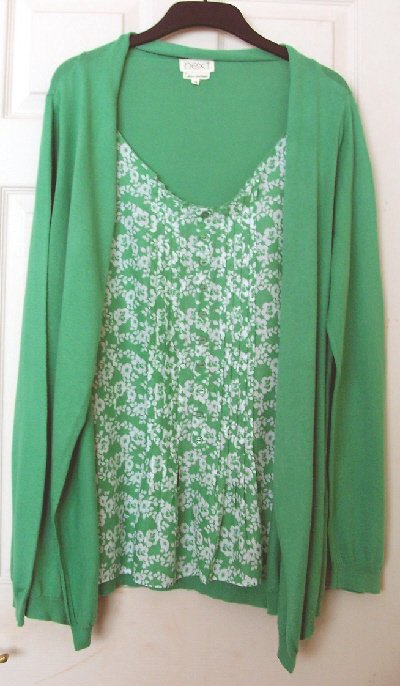 Preview of the first image of Next green all in one cardigan & top - sz 18  B23.
