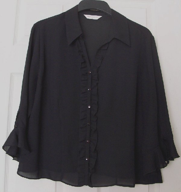 Preview of the first image of Pretty ladies black blouse by Bon Marche - sz 18  B23.