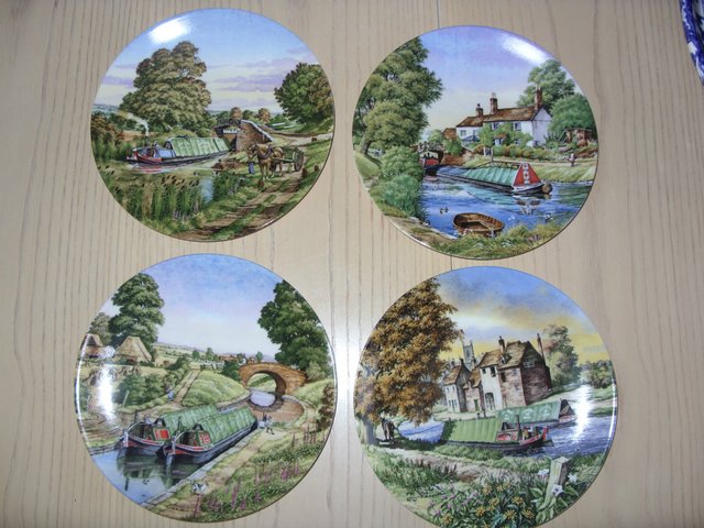 Preview of the first image of royal worcester romance of the waterways plates.
