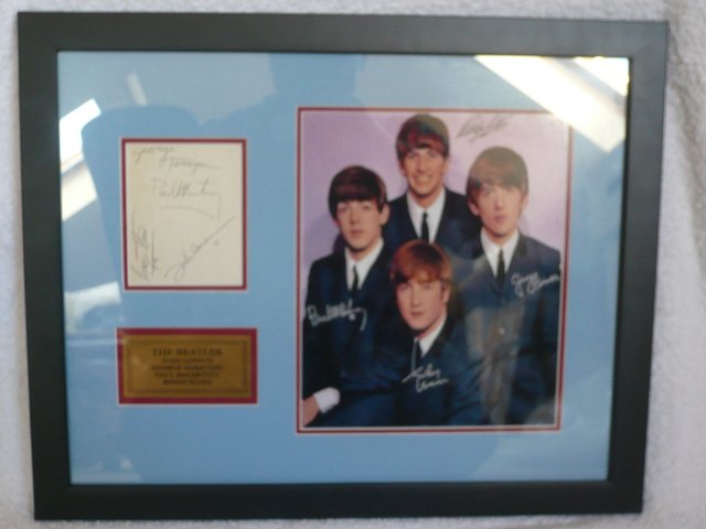 Preview of the first image of Beatles Hand Signed Album Page Mounted & Framed.