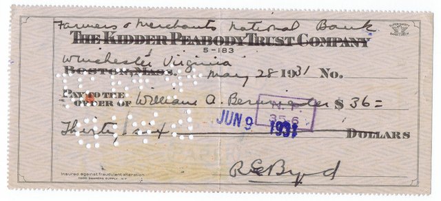 Image 2 of Richard E. Byrd - Explorer  Hand Signed Cheque Historic Item