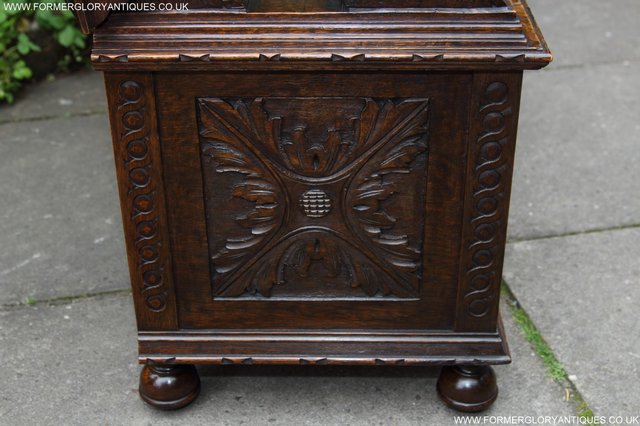 Image 48 of CARVED OAK MONKS BENCH ARMCHAIR HALL SEAT PEW TABLE SETTLE
