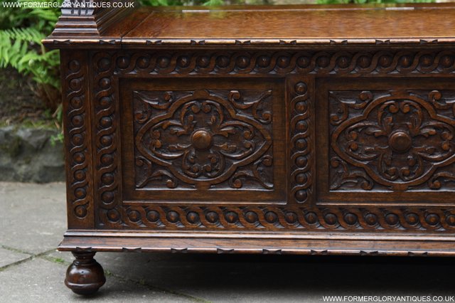 Image 52 of CARVED OAK MONKS BENCH ARMCHAIR HALL SEAT PEW TABLE SETTLE