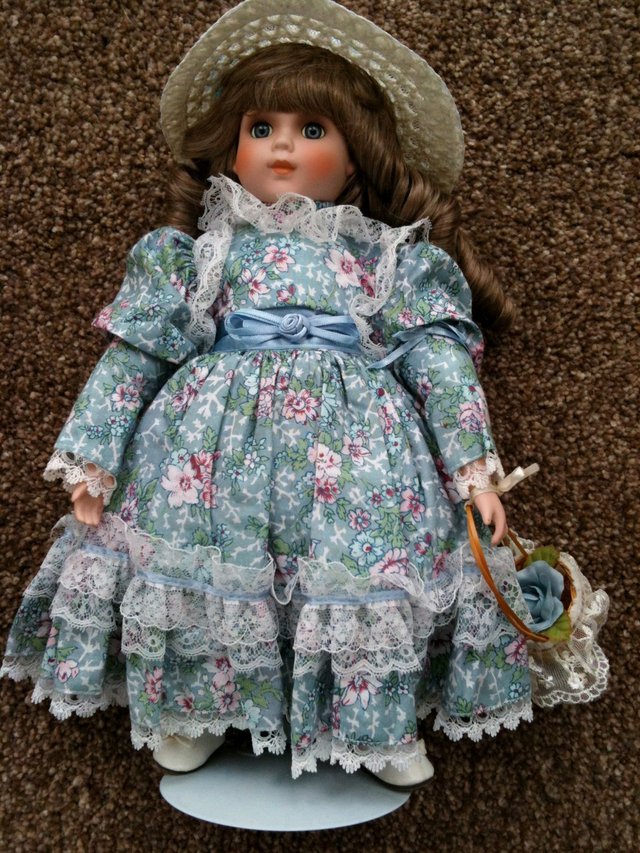 Preview of the first image of Porcelain Alberon doll approx 14" high.