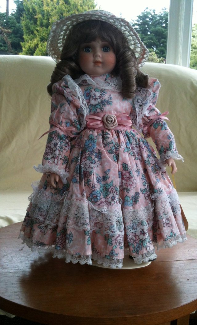 Preview of the first image of Porcelain Alberon doll approx 14" high.