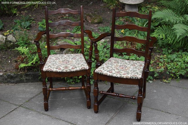 Image 9 of SIX OAK LADDER BACK OLD CHARM STYLE DINING CHAIRS ARMCHAIRS