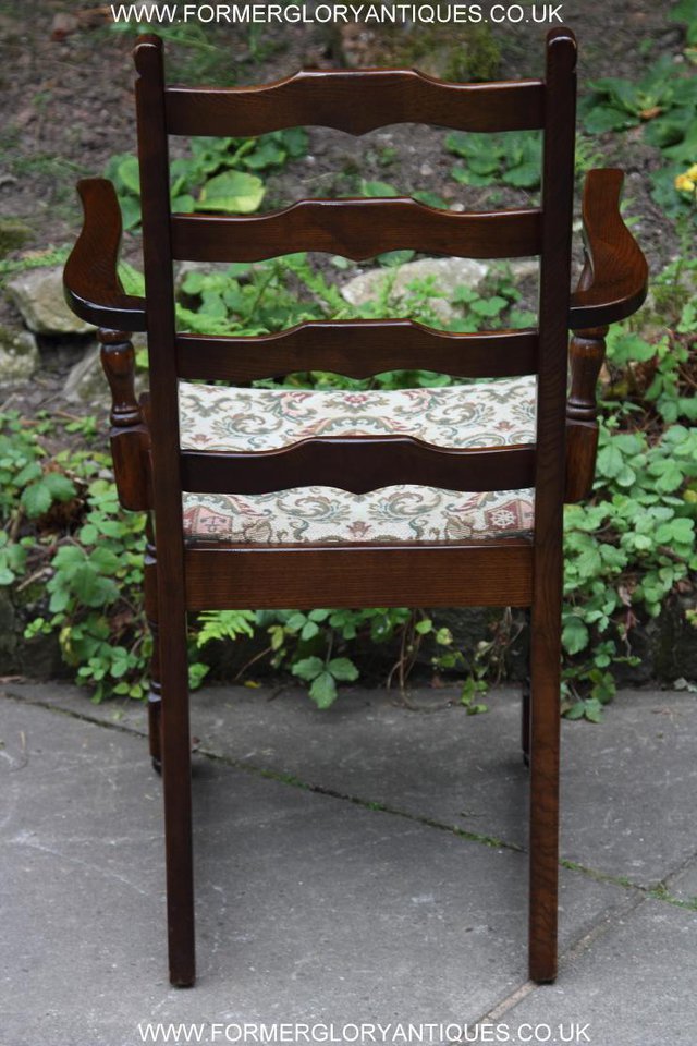 Image 10 of SIX OAK LADDER BACK OLD CHARM STYLE DINING CHAIRS ARMCHAIRS