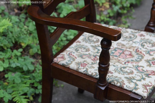 Image 11 of SIX OAK LADDER BACK OLD CHARM STYLE DINING CHAIRS ARMCHAIRS