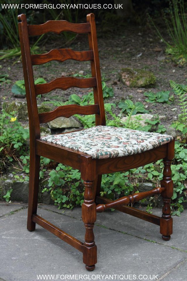 Image 12 of SIX OAK LADDER BACK OLD CHARM STYLE DINING CHAIRS ARMCHAIRS