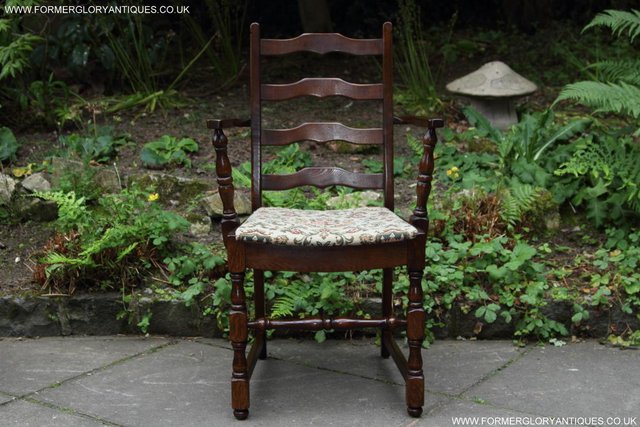 Image 18 of SIX OAK LADDER BACK OLD CHARM STYLE DINING CHAIRS ARMCHAIRS