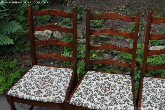 Image 19 of SIX OAK LADDER BACK OLD CHARM STYLE DINING CHAIRS ARMCHAIRS