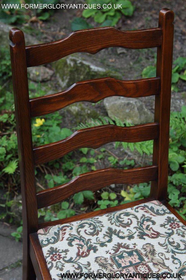 Image 20 of SIX OAK LADDER BACK OLD CHARM STYLE DINING CHAIRS ARMCHAIRS