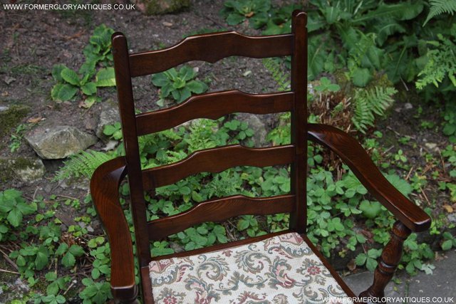 Image 21 of SIX OAK LADDER BACK OLD CHARM STYLE DINING CHAIRS ARMCHAIRS