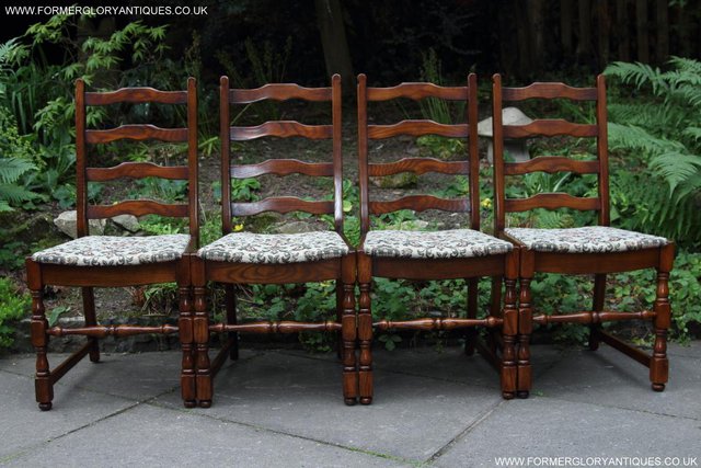 Image 24 of SIX OAK LADDER BACK OLD CHARM STYLE DINING CHAIRS ARMCHAIRS