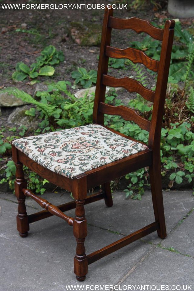 Image 25 of SIX OAK LADDER BACK OLD CHARM STYLE DINING CHAIRS ARMCHAIRS