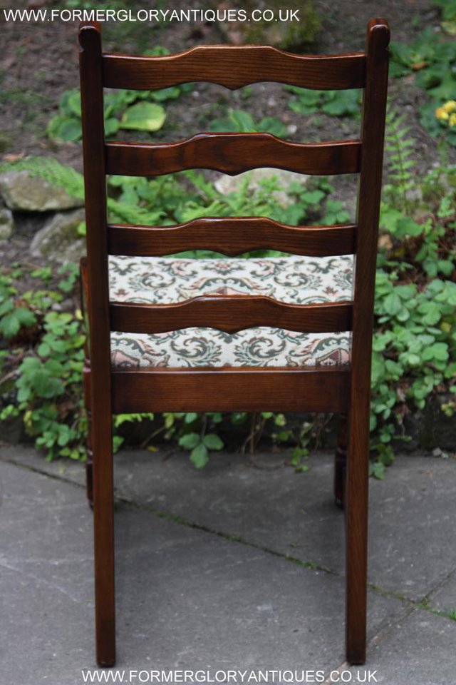 Image 29 of SIX OAK LADDER BACK OLD CHARM STYLE DINING CHAIRS ARMCHAIRS