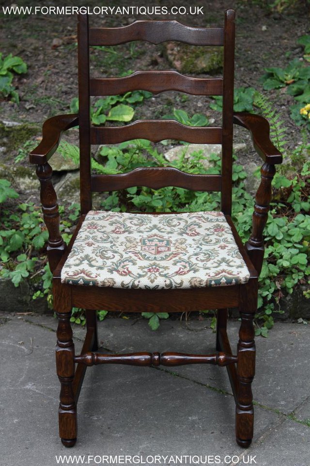 Image 32 of SIX OAK LADDER BACK OLD CHARM STYLE DINING CHAIRS ARMCHAIRS