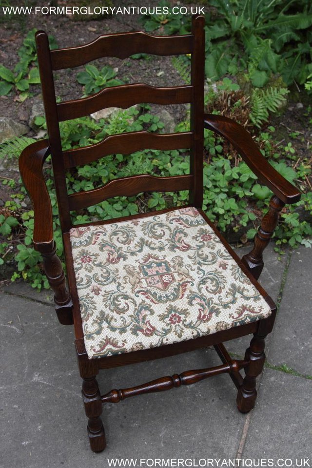 Image 43 of SIX OAK LADDER BACK OLD CHARM STYLE DINING CHAIRS ARMCHAIRS