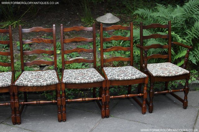 Image 44 of SIX OAK LADDER BACK OLD CHARM STYLE DINING CHAIRS ARMCHAIRS