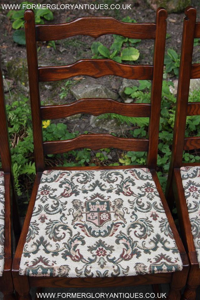 Image 46 of SIX OAK LADDER BACK OLD CHARM STYLE DINING CHAIRS ARMCHAIRS