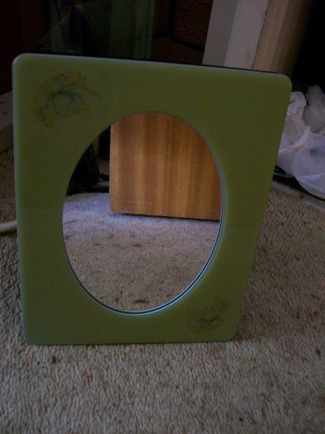 Image 3 of Rectangular Onxy-type colour Green Framed Oval mirror