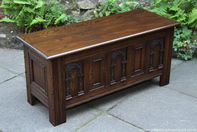 Image 12 of OLD CHARM LIGHT OAK BLANKET TOY BOX RUG CHEST COFFEE TABLE